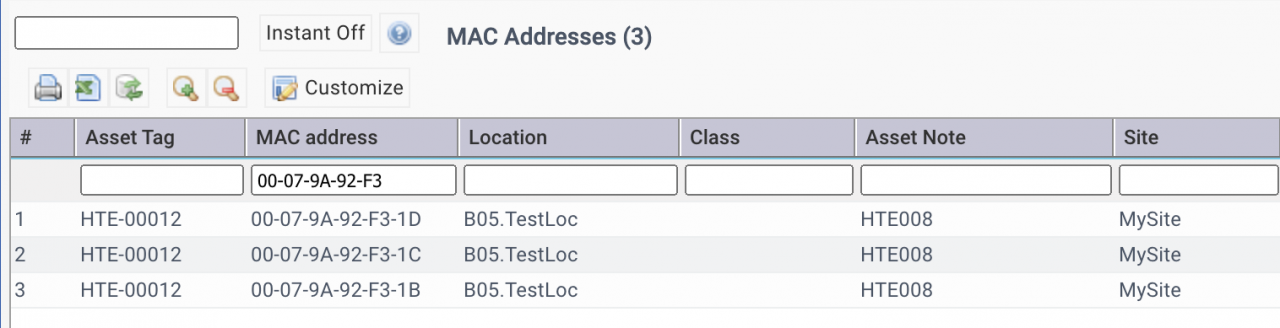 Multiple MAC Addresses for Assets